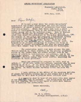 Carta de M. H. L. Pryce a Gleb Wataghin