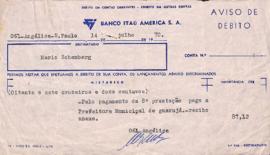 Aviso de débito relativo ao devido à Prefeitura do Guarujá e a Fania Schenberg