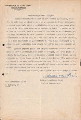 Carta de Santiago Americano Freire a Gleb Wataghin