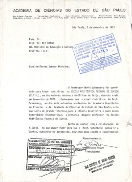Carta de Crodowaldo Pavan a Ney Braga encaminhada a Mario Schenberg