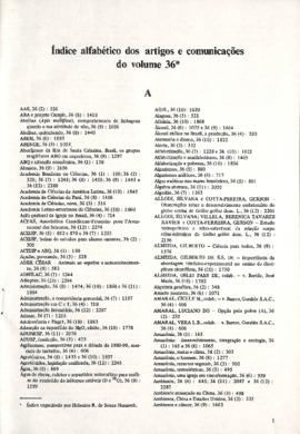 Índice alfabético dos artigos e comunicações da Reunião Anual da SBPC de 1984