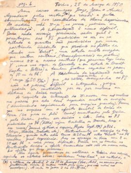 Carta de Gleb Wataghin a Georges Schwachheim, Hans Albert Meyer (Jean) e Andrea Wataghin