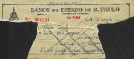 Folha de cheque do Banespa S.A.