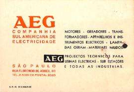 Cartão comercial de AEG - Companhia Sul Americana de Eletricidade à FFCL