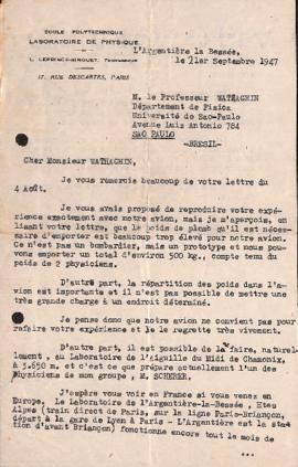 Carta de Leprince Ringuet a Gleb Wataghin