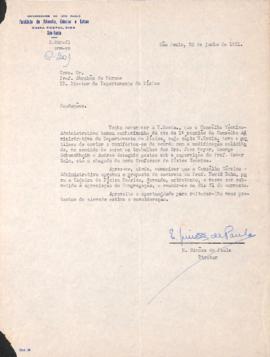 Carta ofício de Eurípedes Simões de Paula a Abrahão de Moraes