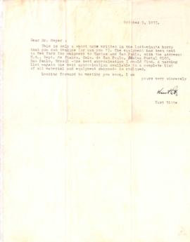Carta de Kurt Sitte a Hans Albert Meyer (Jean)