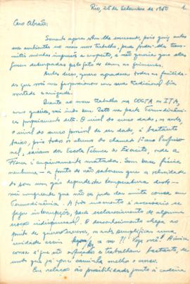 Carta de Paulo Saraiva de Toledo a Abrahão de Moraes