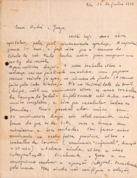 Carta de Hans Albert Meyer (Jean) a Andrea Wataghin e Georges Schwachheim