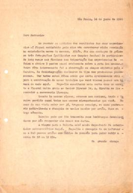 Carta de [Gleb Wataghin] a Hervásio [Guimarães] de Carvalho