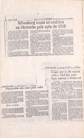 Recortes do jornal O Globo, 20 out. 1979 e do Jornal do Brasil, 20 e 21 out. 1979
