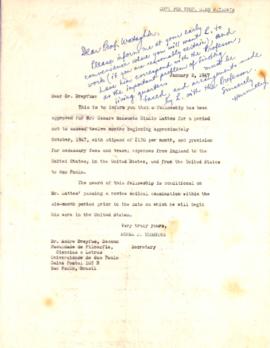 Cópia da carta de Norma S. Thompson a André Dreyfus