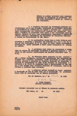 Acordo proposto de Joaquim Costa Ribeiro a David Bohm