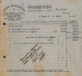 Notas fiscais de Casa Radiovox de Affonso Vidal