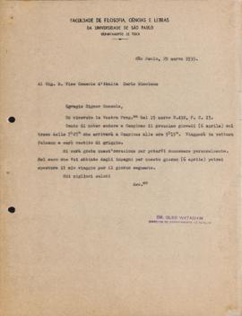 Carta de Gleb Wataghin a Carlo Nicolone