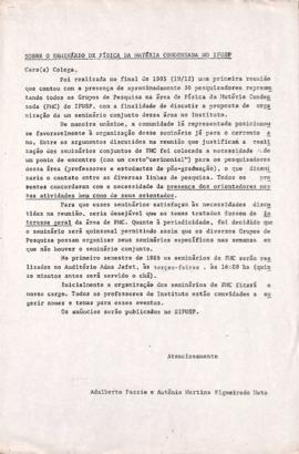 Carta de Adalberto Fazzio e Antonio M. Figueiredo Neto a Mario Schenberg