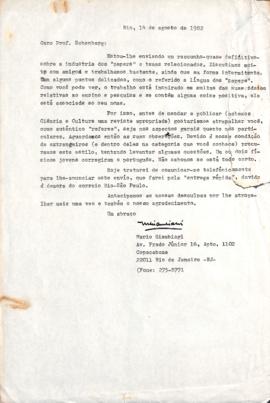 Carta de Mario Giambiagi a Mario Schenberg
