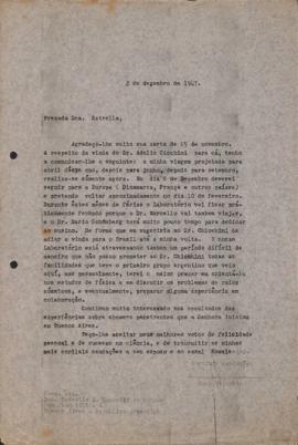 Carta de Gleb Wataghin a Estrella A. Mazzolli de Mathov