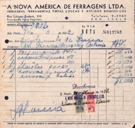 Notas fiscais Nova América de Ferragens Ltda, A.
