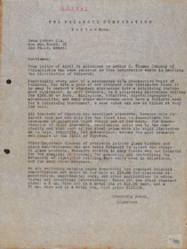 Cópia de carta de The Polaroid Corporation à Casa Lohner S.A.
