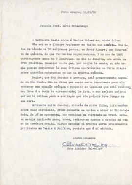 Carta de Otto Alcides Ohlweiler a Mario Schenberg