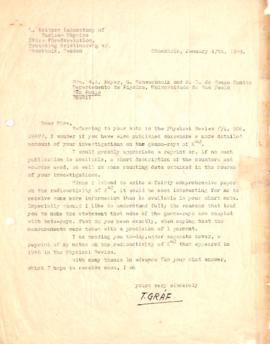 Carta de T. Gráf a  Hans [Albert] Meyer (Jean), Georges Schwachheim e Marcello Damy de Souza Santos