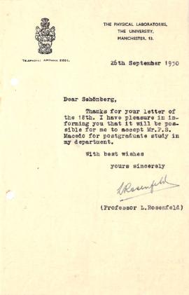 Carta de [Léon] Resenfeld a Mario Schenberg