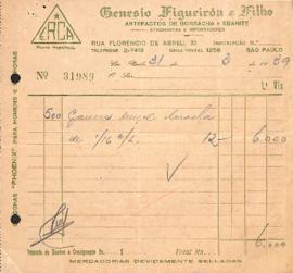 Notas fiscais e recibos da Casa Figueirôa