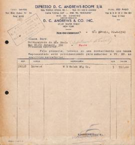 Nota de transporte da Expresso D.C. Andrews-Roope S.A. (D.C. Andrews &amp; Co. Inc.)