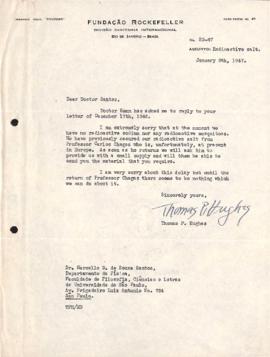 Carta de Thomas P. Hughes a Marcello Damy de Souza Santos