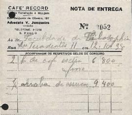 Notas de entrega de Café Record (Svaizer &amp; Bonini)