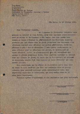 Carta de Hans Albert Meyer (Jean), Georges Schwachheim e Andrea Wataghin a [Teófilo] Isnardi