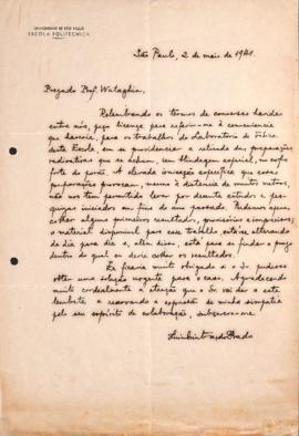 Carta de  Luiz Cintra do Prado  a Gleb Wataghin