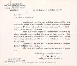 Carta de Bernardino Gonzaga a Mario Schenberg