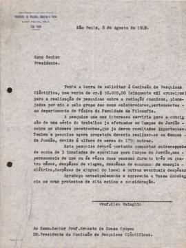 Carta de Gleb Wataghin a Ernesto de Souza Campos