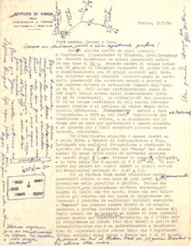 Carta de Gleb Wataghin a Georges Schwachheim, Hans Albert Meyer (Jean) e Andrea Wataghin