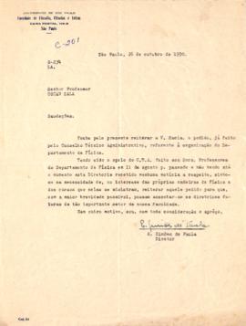 Carta de Eurípedes Simões de Paula a Oscar Sala