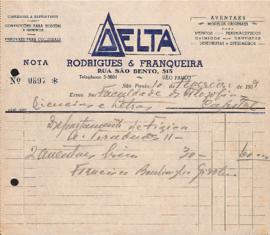 Correspondência e notas fiscais de Delta Rodrigues e Franqueira