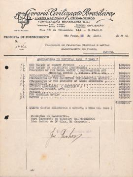 Documentos diversos de Livraria Civilização Brasileira (Civilização Brasileira S.A.).