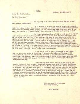 Carta de Hans Herbert Klinger a Cesar Lattes