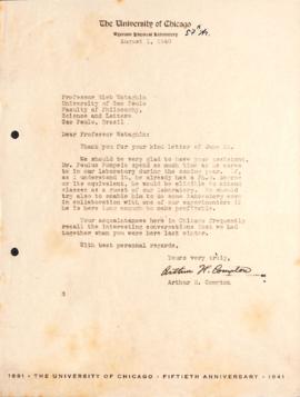 Carta de Arthur H. Compton a Gleb Wataghin