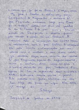 Carta de Shozo Motoyama a Mario Schenberg