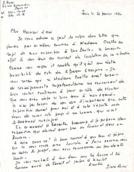 Carta de Piera Rossi a Mario Schenberg