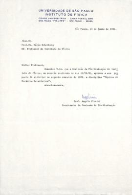 Carta de Angelo Piccini a Mario Schenberg