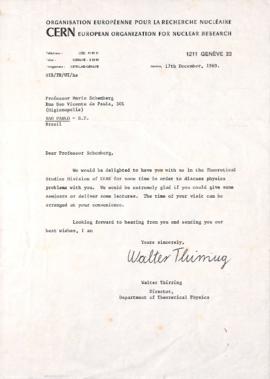 Carta de Walter Thirring  a Mario Schenberg