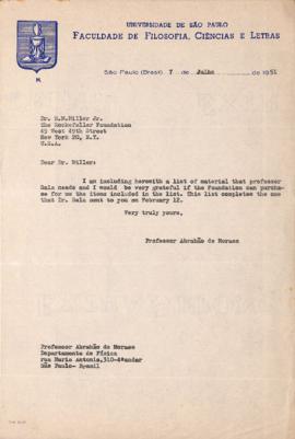 Carta de Abrahão de Moraes a Harry M. Miller Jr.