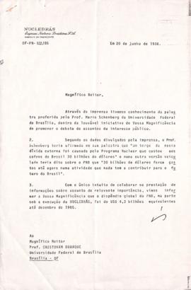 Carta de Cristovam Buarque a Mario Schenberg