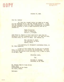 Carta de Patricia B. Cadigan a Marcello Damy de Souza Santos
