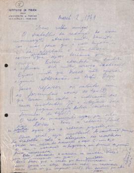Carta de [Gleb Wataghin] a Georges Schwachheim, Hans Albert Meyer (Jean) e [Andrea Wataghin]