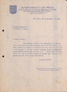 Carta da Secretaria do Departamento de Física a Frederico de Marco